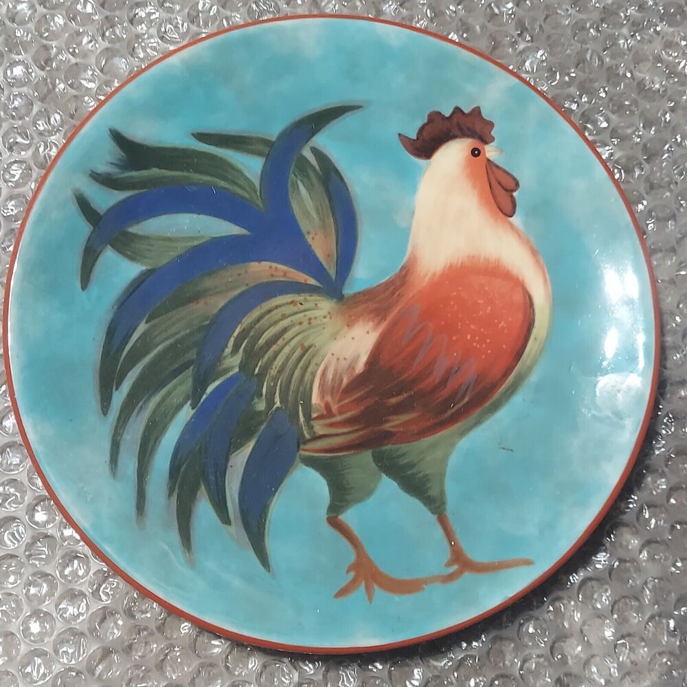 CRACKER BARREL PLATE BLUE BREAK OF DAWN ROOSTER 8 3/8" SALAD SUSAN WINGET